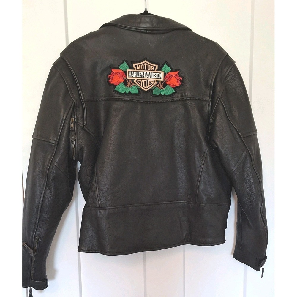 Vintage UNIK Ultra Leather Motorcycle Jacket Womens L Vented Quilt Liner HD Rose